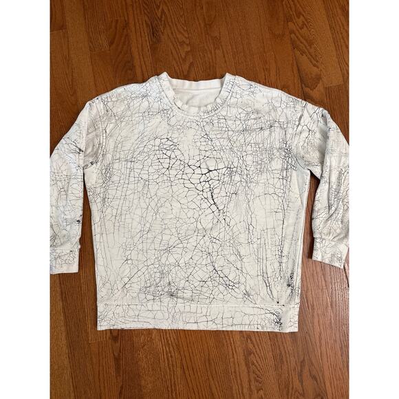 Lululemon Sweatshirt Womens 6 White Perfectly Oversized Crew Thread Marble Dye - Picture 1 of 8
